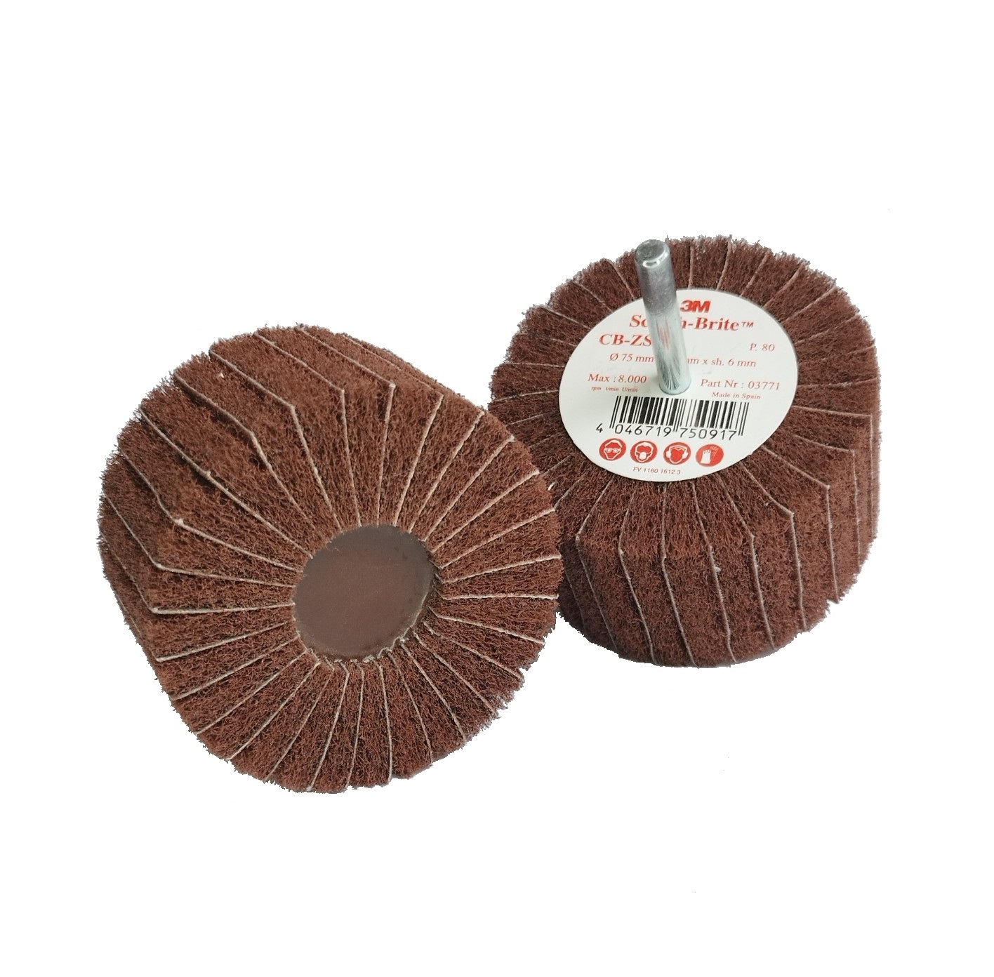 3M™ Лепестковая щётка Scotch-Brite™ CB-ZS на шпинделе, Р80, 75х45 мм
